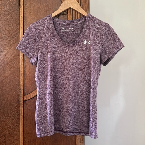 Underarmor Short Sleeve Top Heatgear Heather Purple Medium - Picture 1 of 3